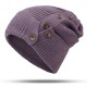 Women Winter Warm Button Ski Knit Beanie Hat Thicken Windproof Earmuffs Skull Cap