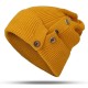 Women Winter Warm Button Ski Knit Beanie Hat Thicken Windproof Earmuffs Skull Cap