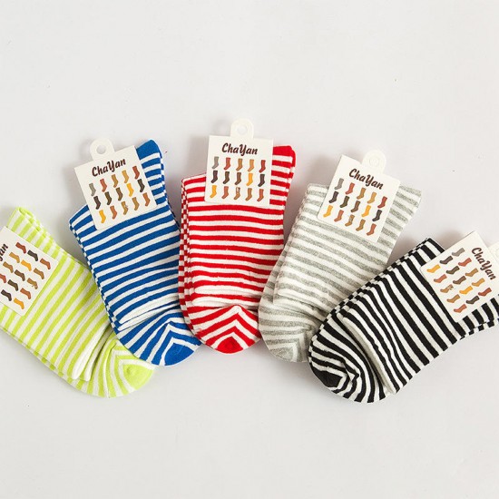 Women Winter Warm Cotton Striped Tube Socks Outdoor Deodorization Durable Ankle Sock