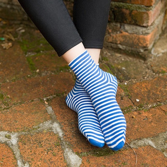 Women Winter Warm Cotton Striped Tube Socks Outdoor Deodorization Durable Ankle Sock