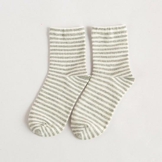 Women Winter Warm Cotton Striped Tube Socks Outdoor Deodorization Durable Ankle Sock