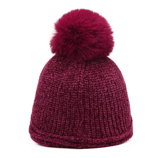 Women Winter Warm Earmuffs Knit Beanie Hat Outdoor Ski Beret Cap