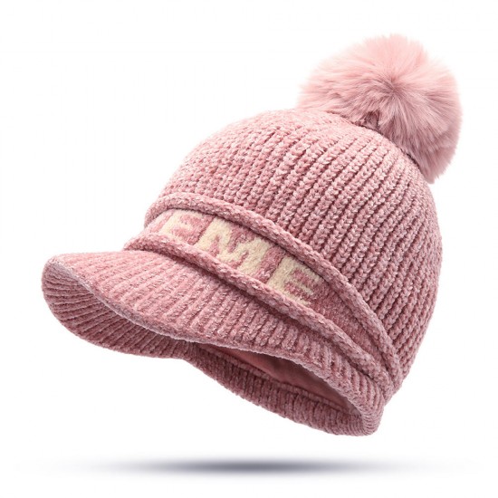 Women Winter Warm Earmuffs Knit Beanie Hat Outdoor Ski Beret Cap