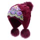 Women Winter Warm Floral Embroidered Knit Beanie Hat Outdoor Earmuffs Skullcap