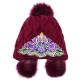 Women Winter Warm Floral Embroidered Knit Beanie Hat Outdoor Earmuffs Skullcap