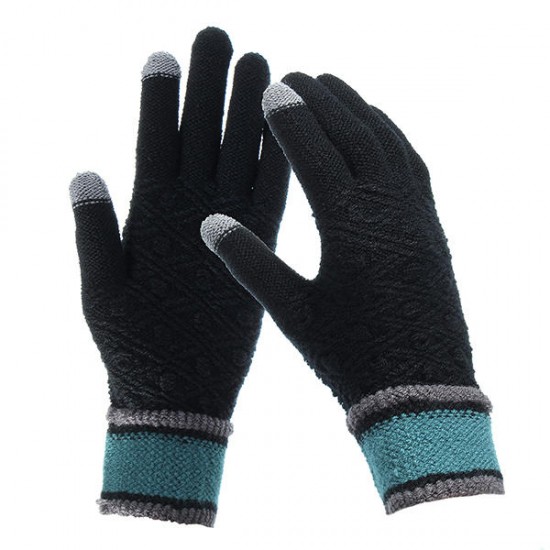 Women Winter Warm Full-finger Gloves Knitted Thicken Outdoor Sport Mittens