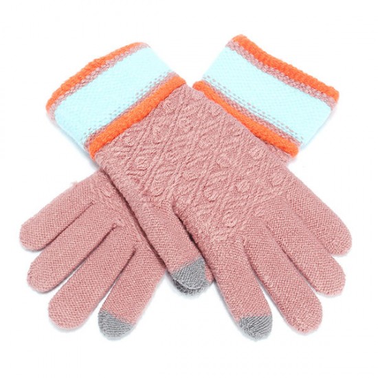 Women Winter Warm Full-finger Gloves Knitted Thicken Outdoor Sport Mittens