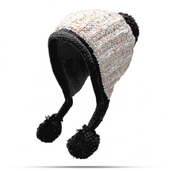 Women Winter Warm Fur Ball Knitting Beanie Cap Thick Bucket Hat