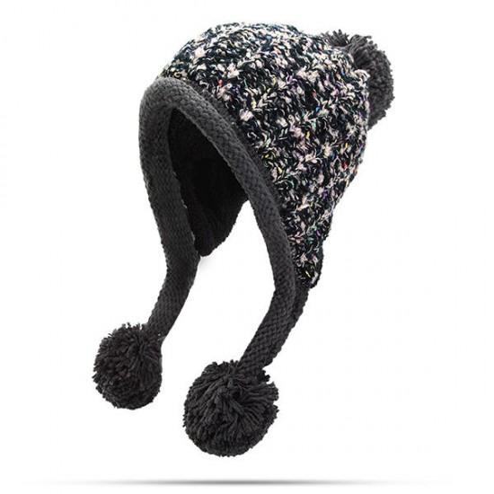 Women Winter Warm Fur Ball Knitting Beanie Cap Thick Bucket Hat