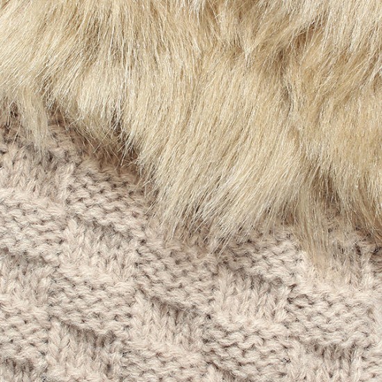 Women Winter Warm Knitted Thicken Fingerless Gloves Artificial Rabbit Hair Half Finger Sleeve