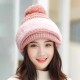 Women Winter Warm Plush Thicken Knit Beanie Hat with Scarf Earmuffs Ski Skull Cap