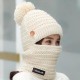 Women Winter Warm Plush Thicken Knit Beanie Hat with Scarf Earmuffs Ski Skull Cap