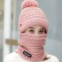 Women Winter Warm Plush Thicken Knit Beanie Hat with Scarf Earmuffs Ski Skull Cap