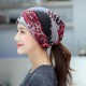 Women Winter Warm Rabbit Fur Hat Headscarf Printing Knit Beanie Neck Warmer Pile Cap