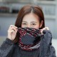 Women Winter Warm Rabbit Fur Hat Headscarf Printing Knit Beanie Neck Warmer Pile Cap