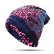 Women Winter Warm Rabbit Fur Hat Headscarf Printing Knit Beanie Neck Warmer Pile Cap