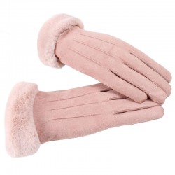 Women Winter Warm Thick Plus Velvet Lined Suede Glove Windproof Cycling Touch Screen Gloves