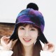 Women Winter Warm Wool Hat Detachable Pompom Lambswool Lining Earmuff Hat