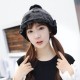 Women Winter Warm Wool Hat Detachable Pompom Lambswool Lining Earmuff Hat