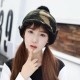 Women Winter Warm Wool Hat Detachable Pompom Lambswool Lining Earmuff Hat