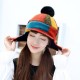 Women Winter Warm Wool Hat Detachable Pompom Lambswool Lining Earmuff Hat