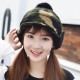 Women Winter Warm Wool Hat Detachable Pompom Lambswool Lining Earmuff Hat