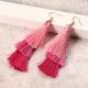 Women's  Bohemian Tassel Earrings Hand-made Three Layers Different Color Ear Drop Unique Gift