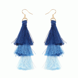 Women's  Bohemian Tassel Earrings Hand-made Three Layers Different Color Ear Drop Unique Gift