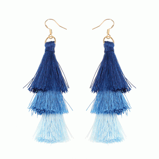 Women's  Bohemian Tassel Earrings Hand-made Three Layers Different Color Ear Drop Unique Gift