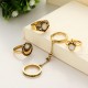 Women's 5 Pcs Vintage Ring Set Gold Silver Moon Opal Gem Trendy Knuckle Rings Gift