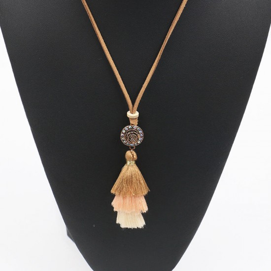 Women's Bohemian Necklace Gradient Colorful Tassels Pendant Ethnic Fashion Necklace for Women