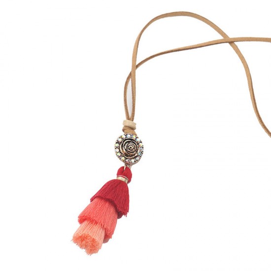 Women's Bohemian Necklace Gradient Colorful Tassels Pendant Ethnic Fashion Necklace for Women