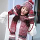 Women's Chic Full Handmade Knitting Three-piece Set Warm Thickened Christmas Knit Hat Scarf Gloves