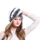 Womens Classic Rex Rabbit Fur Beanie Hats Winter Warm Stripe Head Hooded Hat