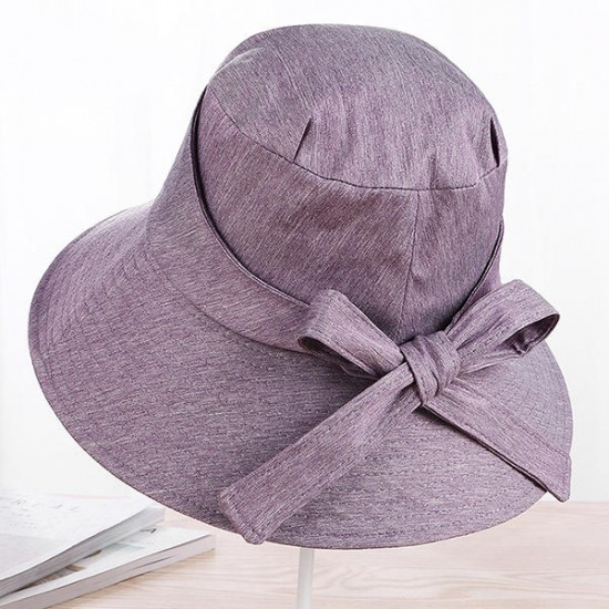 Womens Cotton Bow Summer Beach Hats Outdoors Casual Hiking Fishing UV Protection Sun Cap