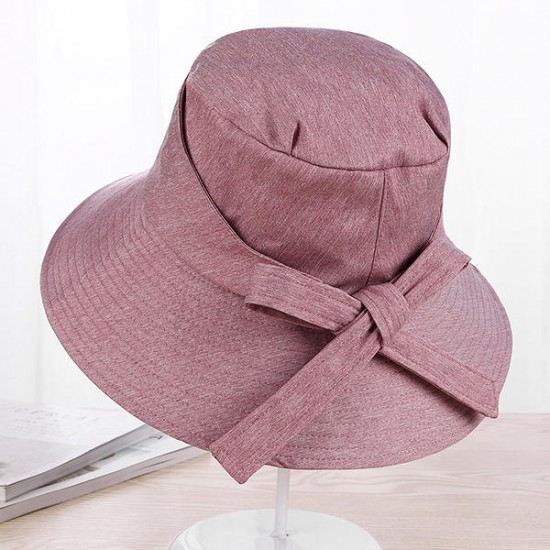 Womens Cotton Bow Summer Beach Hats Outdoors Casual Hiking Fishing UV Protection Sun Cap