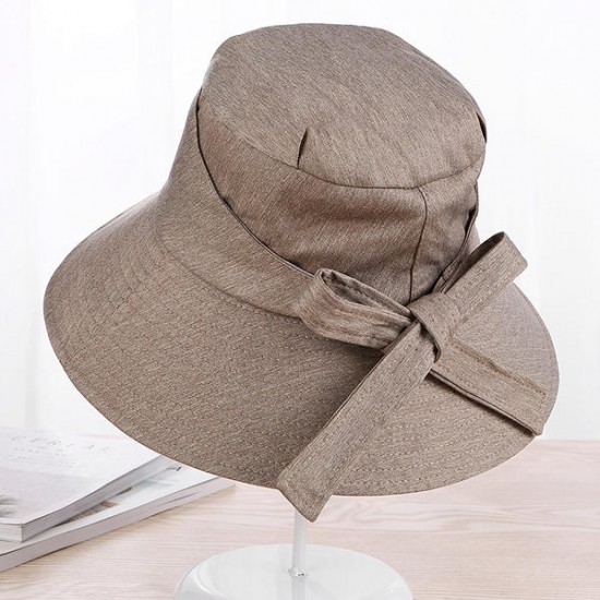 Womens Cotton Bow Summer Beach Hats Outdoors Casual Hiking Fishing UV Protection Sun Cap