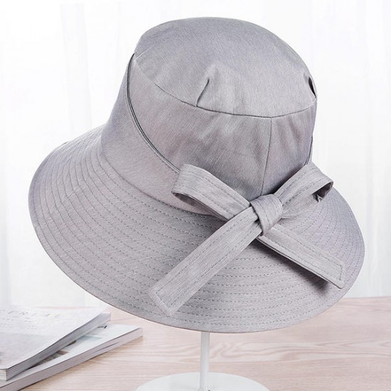 Womens Cotton Bow Summer Beach Hats Outdoors Casual Hiking Fishing UV Protection Sun Cap