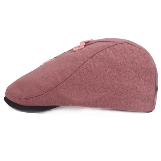 Women's Cotton Embroidered Beret Caps Cool Outdoor Visor Newsboy Hunting Hat