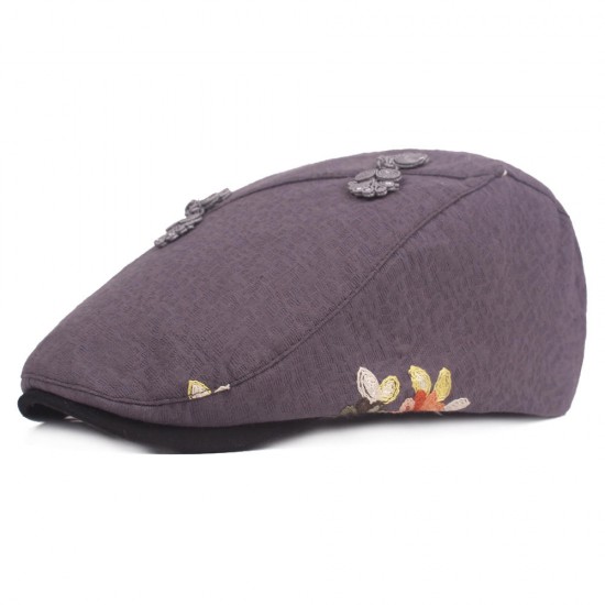 Women's Cotton Embroidered Beret Caps Cool Outdoor Visor Newsboy Hunting Hat