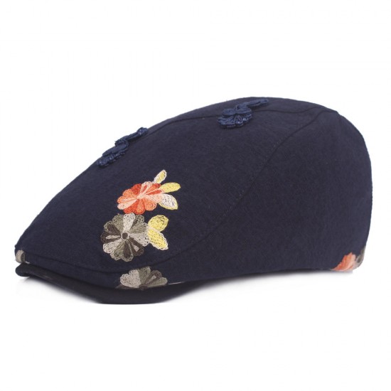 Women's Cotton Embroidered Beret Caps Cool Outdoor Visor Newsboy Hunting Hat