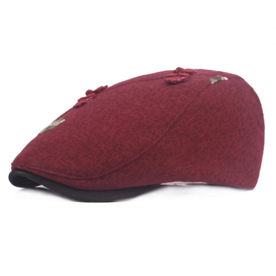 Women's Cotton Embroidered Beret Caps Cool Outdoor Visor Newsboy Hunting Hat