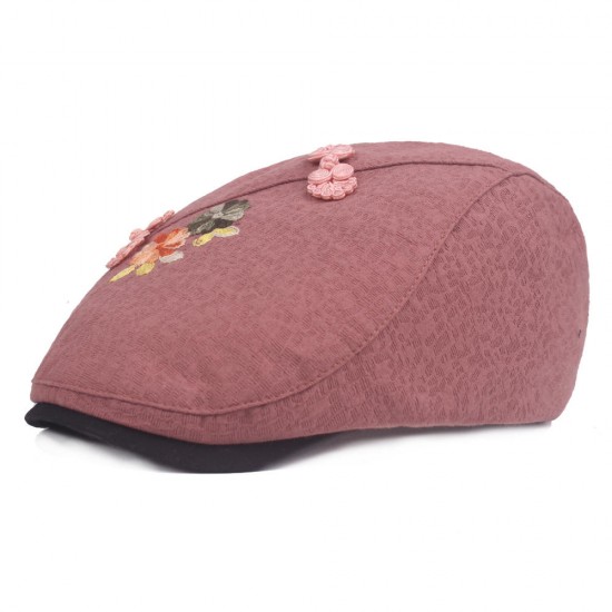 Women's Cotton Embroidered Beret Caps Cool Outdoor Visor Newsboy Hunting Hat