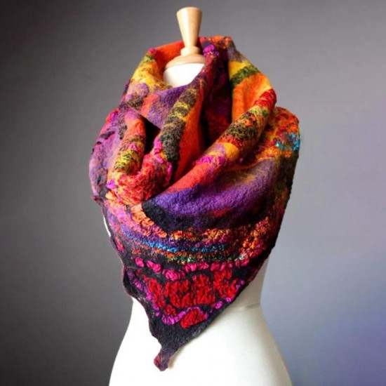 Women's Crimson Vintage Ethnic Flower Scarf