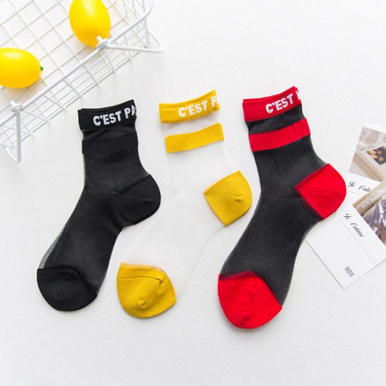 Women's Crystal Glass Silk Breathable Socks Casual Thin Elastic Ankle Socks