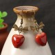 Women's Cute Earrings Bowknot Vivid Cherry Pendant Ethnic Ceramics Ear Drop Lovely Gift for Girl