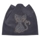 Women's Double Velvet Rhinestones Cute Cat Ears Pattern Beanie Hat