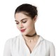 Women's Elegant Pearl Pendant Double Layer Lace Choker Simple Style Punk Necklace