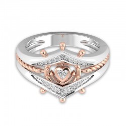 Women's Engagement Cubic Zirconia Stackable Ring Helm Heart Charm White Gold Rose Gold Finger Ring