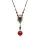 Women's Ethnic Necklace Retro Agate Ceramic Flower Leaves Necklace